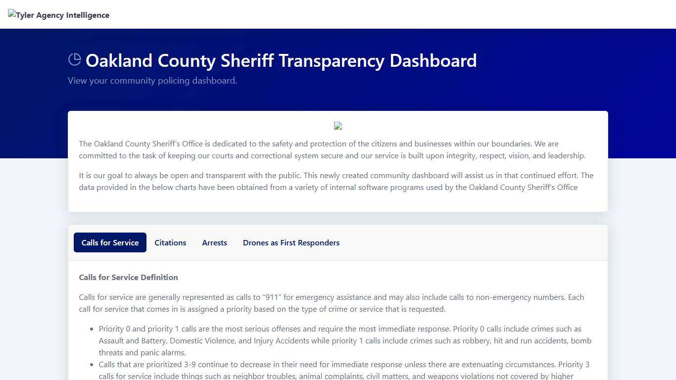Oakland County Sheriff Transparency Dashboard